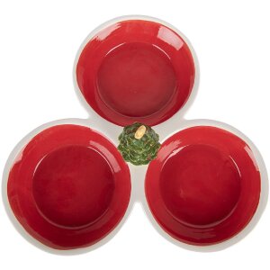 Clayre & Eef Saladier 26x26x10 cm Rouge et Blanc Céramique