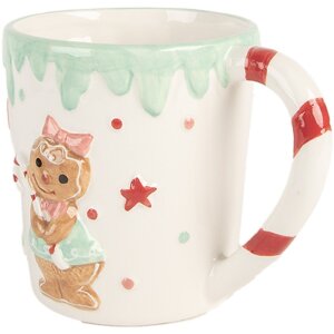 Clayre & Eef Mug Céramique 400ml Blanc/Vert