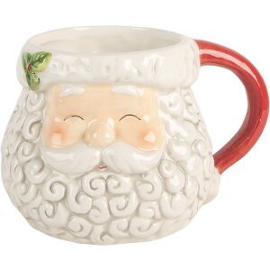 Clayre & Eef Mug Céramique 550ml Blanc Rouge