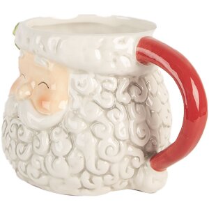 Clayre & Eef Mug Céramique 550ml Blanc Rouge