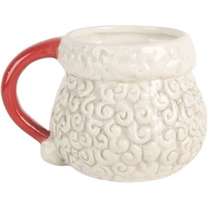 Clayre & Eef Mug Céramique 550ml Blanc Rouge