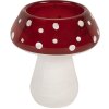 Clayre & Eef Bougeoir Champignon Blanc et Rouge 7x7 cm