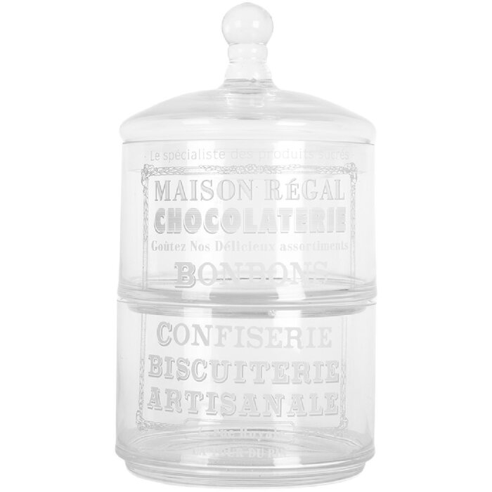Clayre & Eef Pot en Verre avec Couvercle 17x30 cm