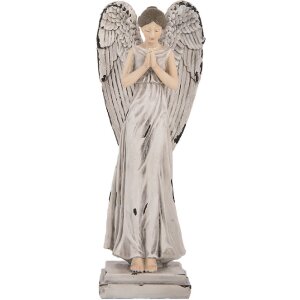 Clayre & Eef Décoration Ange Blanc Gris 9x8x23 cm