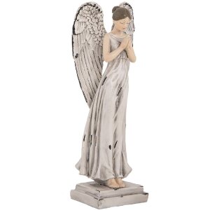 Clayre & Eef Décoration Ange Blanc Gris 9x8x23 cm