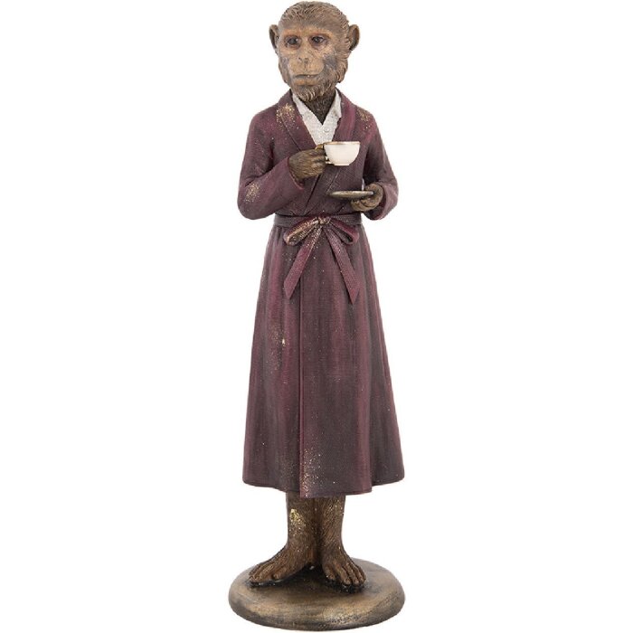 Clayre & Eef Décoration Singe 9x8x28 cm Marron, Rouge