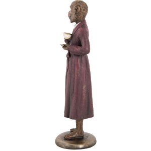 Clayre & Eef Décoration Singe 9x8x28 cm Marron, Rouge