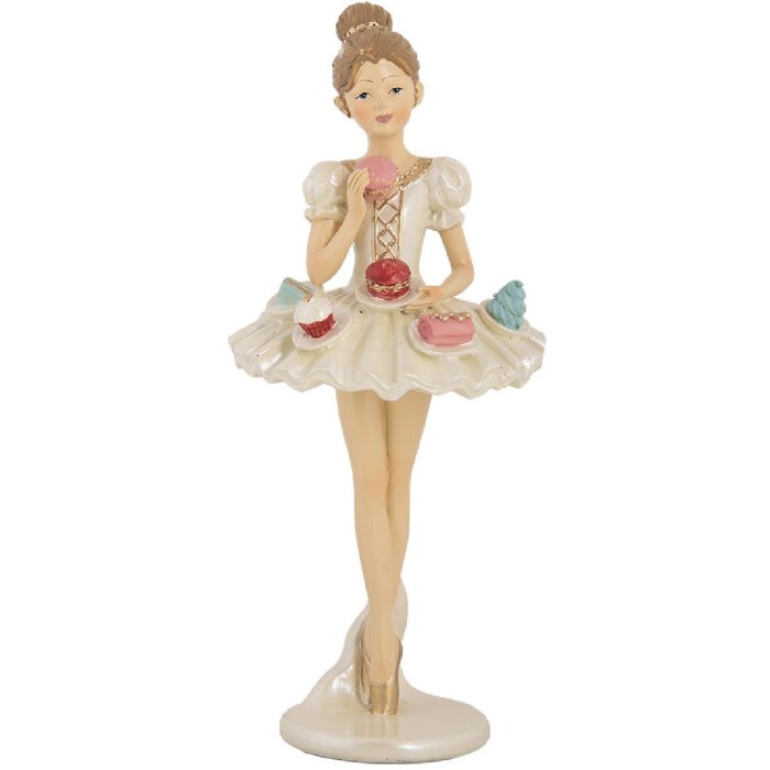 Clayre & Eef Décoration Ballerine Ø 10x24 cm Beige Blanc