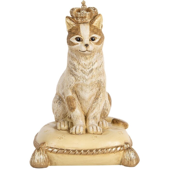 Clayre & Eef Tirelire Chat Beige 13x13x20 cm