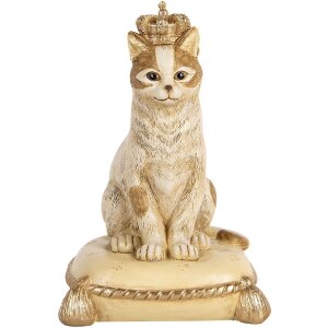 Clayre & Eef Tirelire Chat Beige 13x13x20 cm