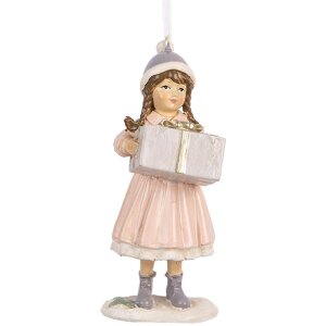 Clayre & Eef Décoration Suspendue Enfant Rose 5x5x11 cm