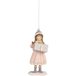 Clayre & Eef Décoration Suspendue Enfant Rose 5x5x11 cm