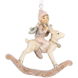 Clayre & Eef 6PR5655 Décoration Suspendue Enfant Beige Rose 8x3x9 cm
