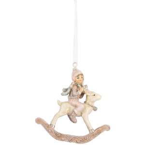 Clayre & Eef 6PR5655 Décoration Suspendue Enfant Beige Rose 8x3x9 cm