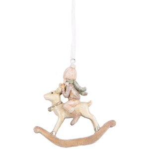 Clayre & Eef 6PR5655 Décoration Suspendue Enfant Beige Rose 8x3x9 cm