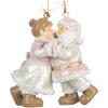 Clayre & Eef Décoration Suspendue Père Noël et Madame Rose/Vert 7x4x8 cm
