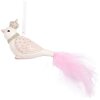 Clayre & Eef Décoration Suspendue Oiseau Blanc/Rose 8x5x5 cm