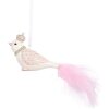Clayre & Eef Décoration Suspendue Oiseau Blanc/Rose 8x5x5 cm