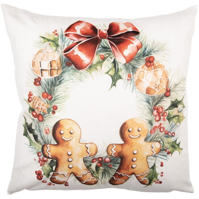 Clayre & Eef Housse de Coussin 45x45 cm Blanc et Marron