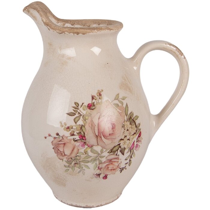Pot Décoratif Vintage Clayre & Eef 21x16x24 cm Beige Rose