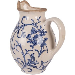 Pot Décoratif Clayre & Eef 16x12x19 cm Beige-Bleu