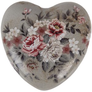 Cœur Décoration Clayre & Eef 6CE2242L 11x11x4 cm Gris et Rose