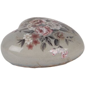 Cœur Décoration Clayre & Eef 6CE2242L 11x11x4 cm Gris et Rose