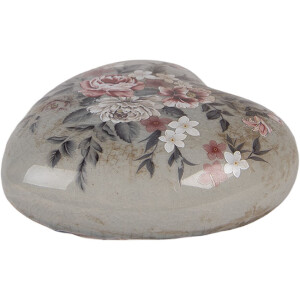 Cœur Décoration Clayre & Eef 6CE2242L 11x11x4 cm Gris et Rose