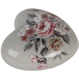 Coeur Déco Clayre & Eef 8x8x4 cm Gris/Rose