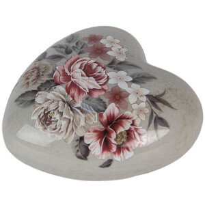 Coeur Déco Clayre & Eef 8x8x4 cm Gris/Rose
