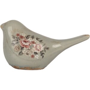 Décoration oiseau 22x9x12 cm Gris & Rose Clayre & Eef