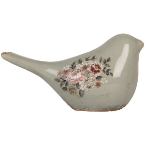 Décoration oiseau 22x9x12 cm Gris & Rose Clayre & Eef