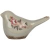 Clayre & Eef Décoration Oiseau Gris Rose 16x7x9 cm