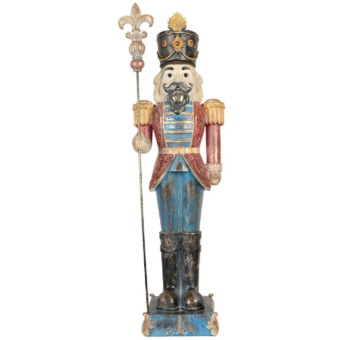 Clayre & Eef Décoration Casse-Noisette Bleu et Rouge 99cm