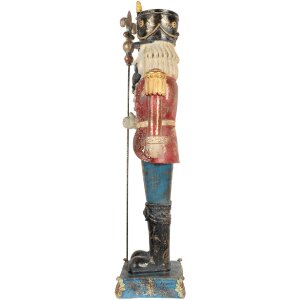 Clayre & Eef Décoration Casse-Noisette Bleu et Rouge 99cm