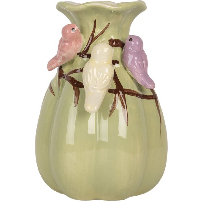 Clayre & Eef Vase Céramique Vert et Rose 10x14 cm