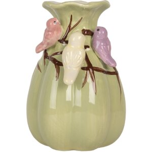 Clayre & Eef Vase Céramique Vert et Rose 10x14 cm