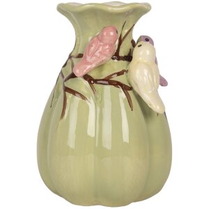Clayre & Eef Vase Céramique Vert et Rose 10x14 cm