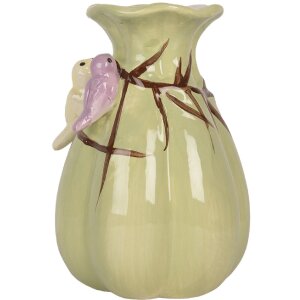 Clayre & Eef Vase Céramique Vert et Rose 10x14 cm