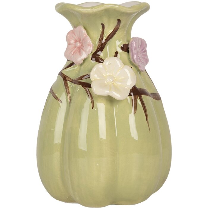 Clayre & Eef Vase Céramique Ø 10x14 cm Vert & Rose
