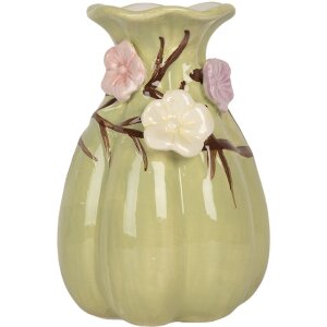 Clayre & Eef Vase Céramique Ø 10x14 cm Vert & Rose