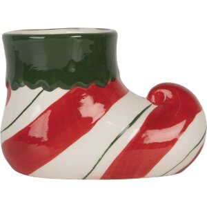 Clayre & Eef Pot à Fleurs Décoratif 15x8x10 cm Rouge-Vert