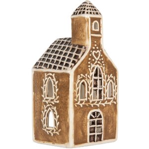Clayre & Eef Bougeoir Maison 8x7x17 cm Marron et Blanc