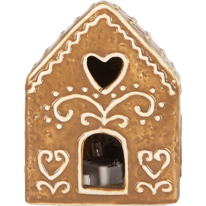 Clayre & Eef Maison Décorative LED Marron & Blanc 8x6x10 cm