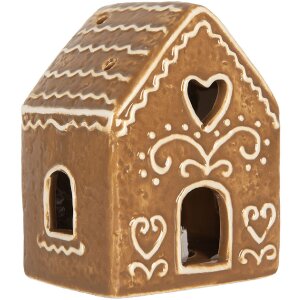 Clayre & Eef Maison Décorative LED Marron & Blanc 8x6x10 cm
