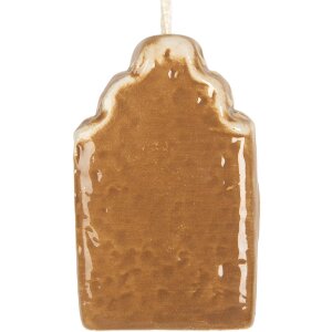Clayre & Eef Décoration Suspendue Maison 4x4x6 cm Céramique Marron/Blanc