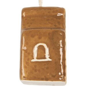 Clayre & Eef Décoration Suspendue Maison Marron & Blanc 4x6 cm