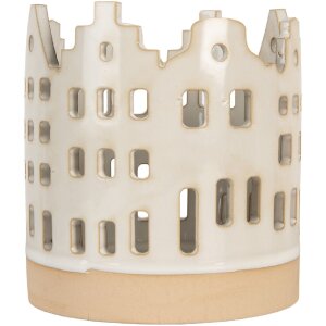 Clayre & Eef Bougeoir Maisons Beige-Brun 11x11 cm