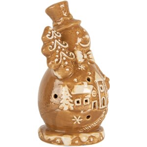 Clayre & Eef Décoration Bonhomme de Neige Céramique 11x8x16 cm