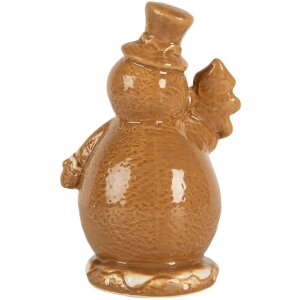 Clayre & Eef Décoration Bonhomme de Neige Céramique 11x8x16 cm